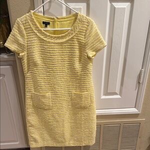 Talbots Yellow Textured Midi shift Dress